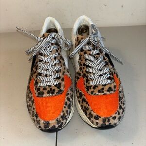 Leopard Print Sneakers with Orange Accents
